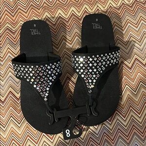 Black Rhinestone Embellished Sandals